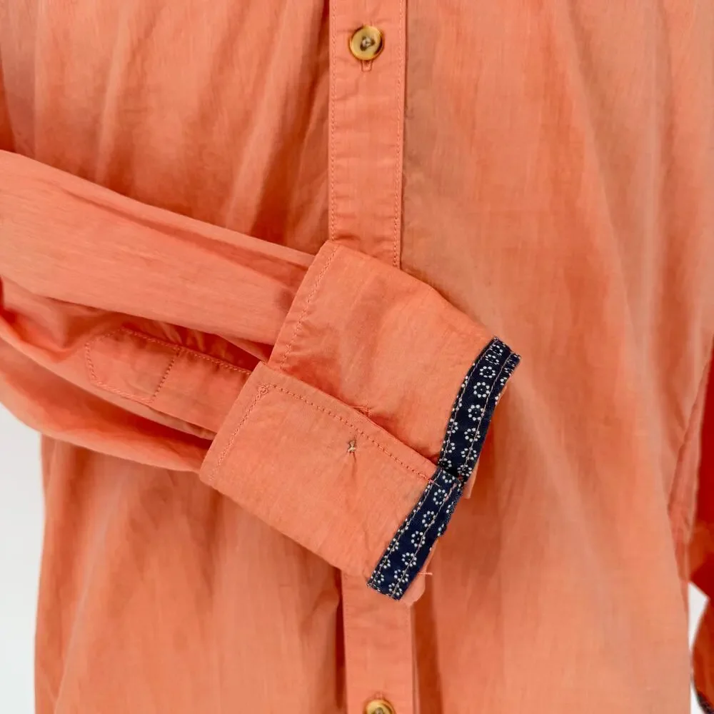 Robert Graham Technical Button Front Long Sleeve Shirt COCONUT GROVE Orange M